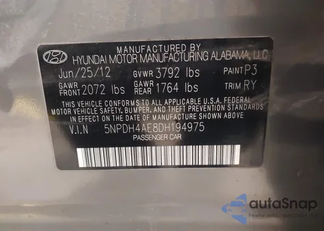 2013 Hyundai Elantra Limited from USA, damaged, VIN 5NPDH4AE8DH194975